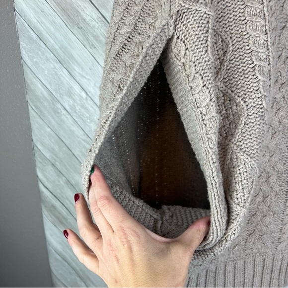 Anthropologie Fiets Voor 2 Cape Poncho Cocoon Sweater Cable Knit Medium Large - Picture 7 of 9